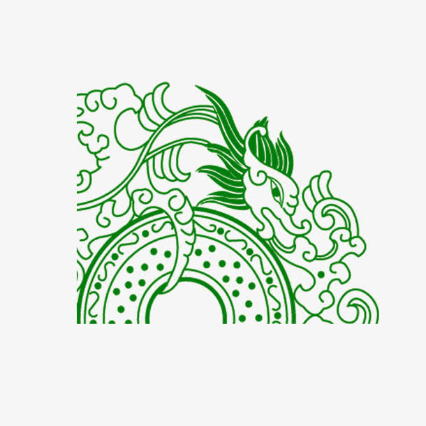 手绘龙纹免抠