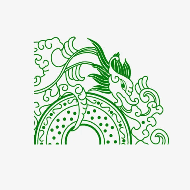 手绘龙纹免抠