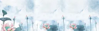 唯美手绘水彩荷花淘宝海报背景