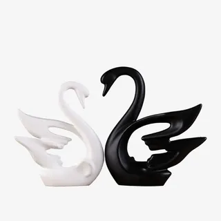 黑白简约天鹅摆件免抠