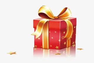 红色丝带蝴蝶结星星礼盒免抠