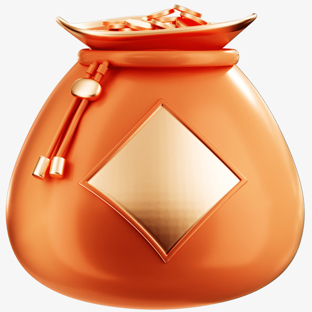 C4D 橙色 钱包 钱币 电商 商铺素材免抠