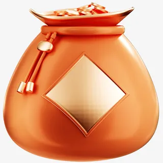 C4D 橙色 钱包 钱币 电商 商铺素材免抠