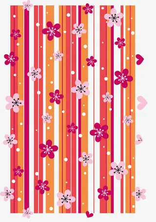 矢量条纹桃花背景素材