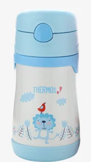 蓝色膳魔师儿童保温吸管杯免抠