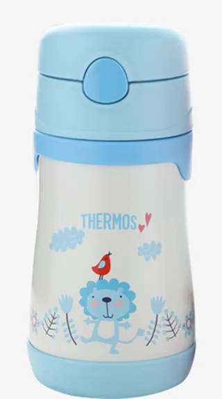 蓝色膳魔师儿童保温吸管杯免抠