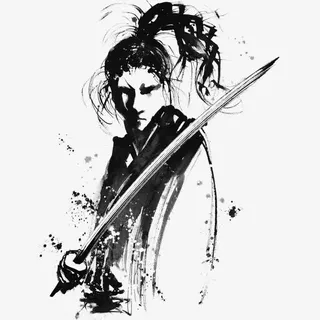 中国风水墨剑客免抠