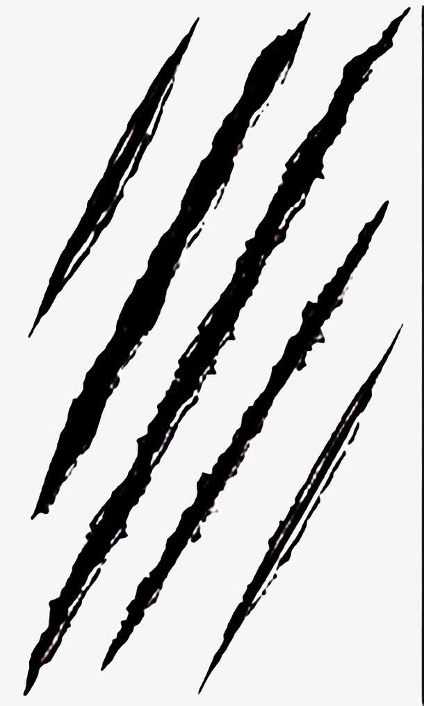 现代黑色长条爪痕免抠