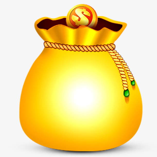 金色美元金币福袋免抠