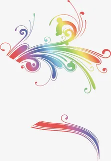 彩色渐变花纹装饰春天免抠