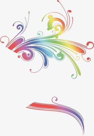 彩色渐变花纹装饰春天免抠