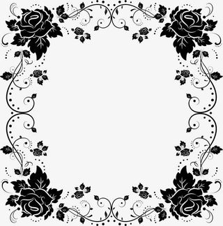 黑色花藤框架免抠