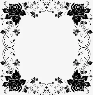 黑色花藤框架免抠