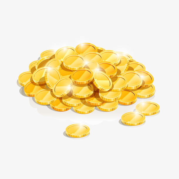 闪亮金币堆设计矢量图免抠