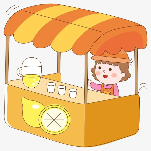 卖茶饮的卡通小女孩免抠