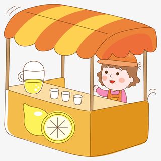 卖茶饮的卡通小女孩免抠