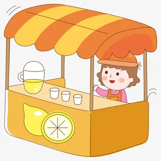 卖茶饮的卡通小女孩免抠