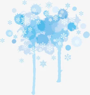 冬日蓝色雪花液体免抠