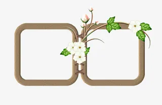 木质花边相框免抠