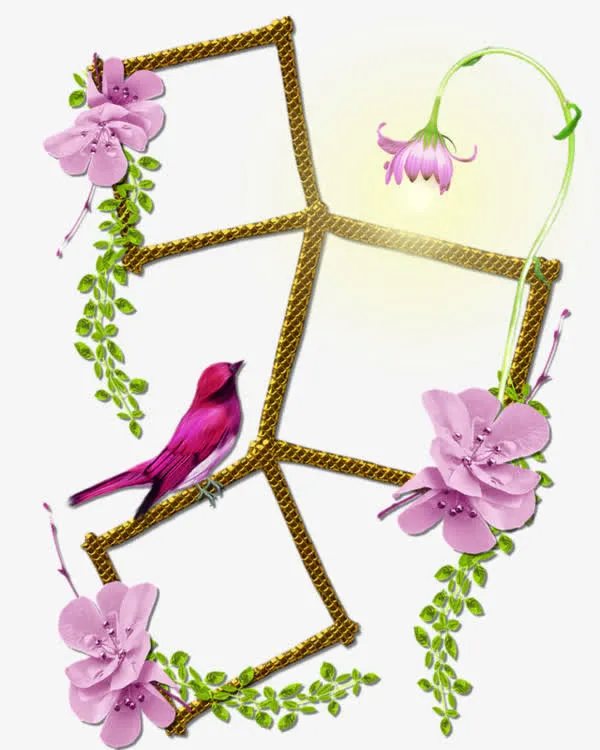 紫色鲜花边框素材免抠