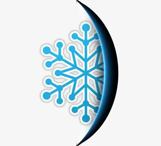 蓝色抽象雪花月亮船图案免抠