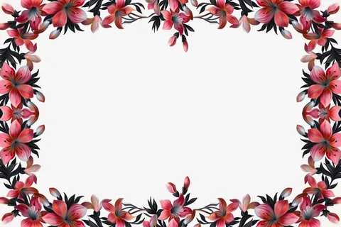 绿叶红花画框免抠