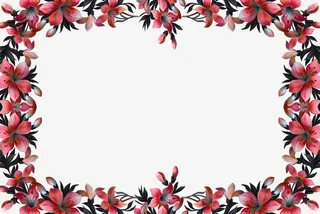 绿叶红花画框免抠