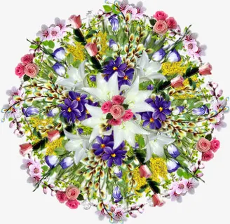 圆形美丽的花团免抠