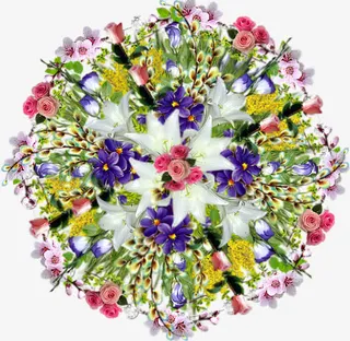 圆形美丽的花团免抠