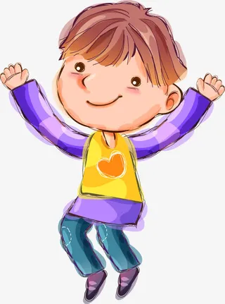开心的男孩卡通人物手绘免抠
