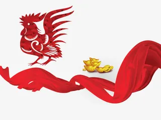 红色鸡年装饰免抠