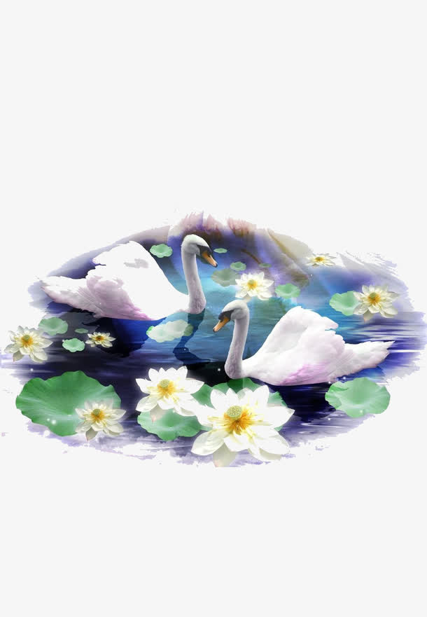 七夕天鹅免抠