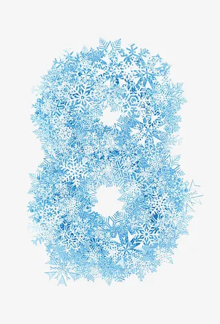创意蓝色雪花合成数字8免抠