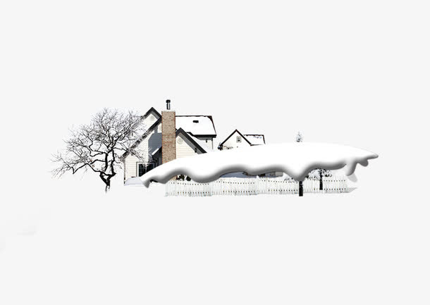 积雪的房子免抠
