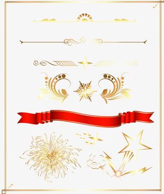 矢量金色间隔条纹星星免抠