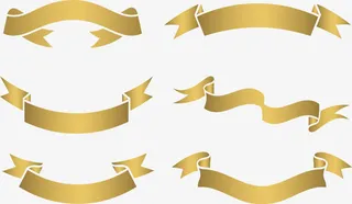 浪漫金色彩带免抠