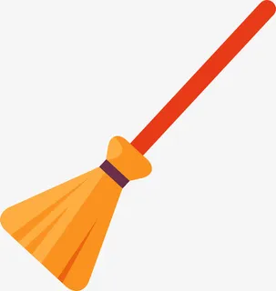 黄色卡通扫把免抠