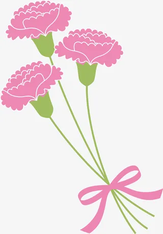 紫色卡通母亲节康乃馨免抠