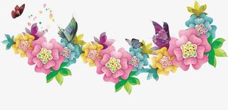 彩色绚丽花朵手绘春天免抠