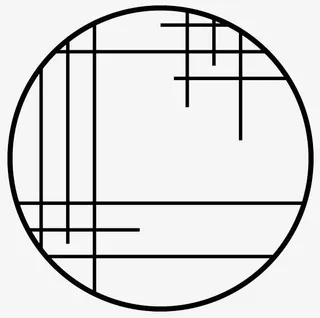 手绘圆形黑色线条窗户花纹设计免抠