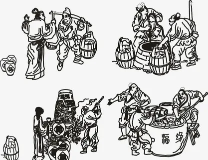 古代酿酒图插图元素免抠 古代酿酒图插图元素免抠