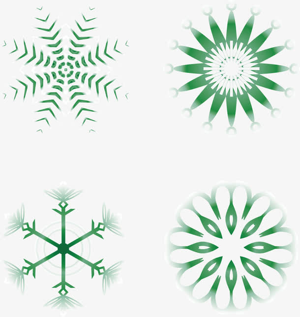 绿色雪花矢量漫天飞雪素材免抠