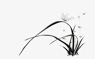中国水墨兰花免抠