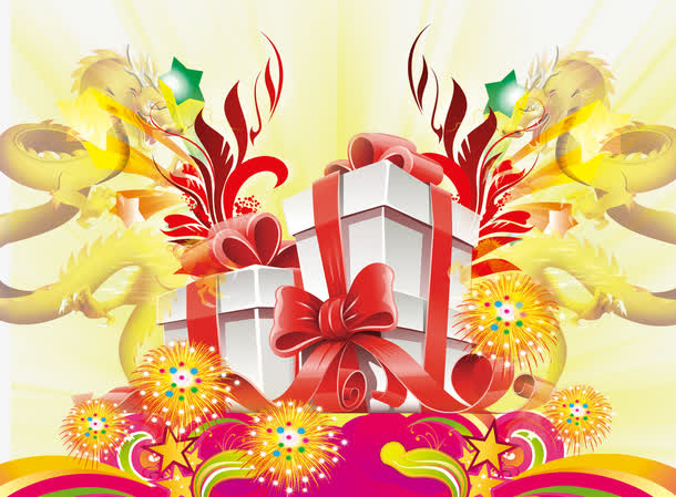 中国风春节礼物素材背景