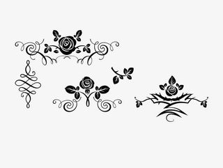 黑色花纹玫瑰欧式矢量免抠