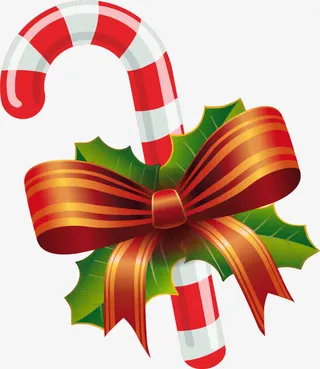 立体可爱圣诞节拐棍免抠