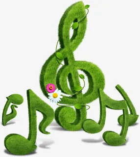 春季清新小草音符小花免抠