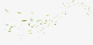 手绘绿色漂浮树叶优雅免抠