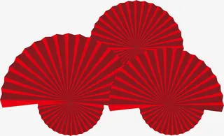 国潮风红色扇子免抠