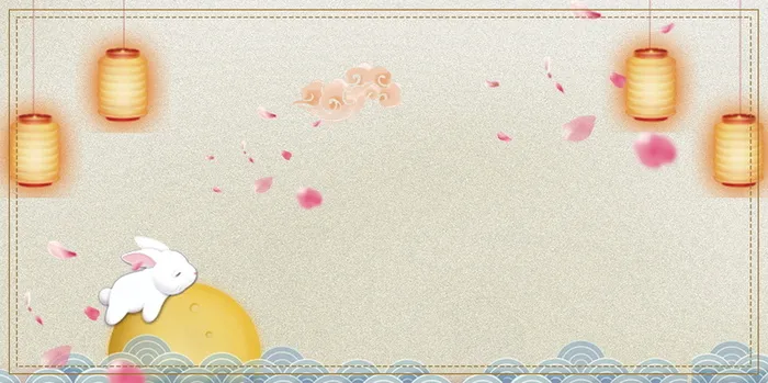 简约小灯玉兔趴月中秋背景高清